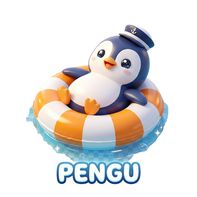 Pengu — the PinguWater mascot floating happily in water